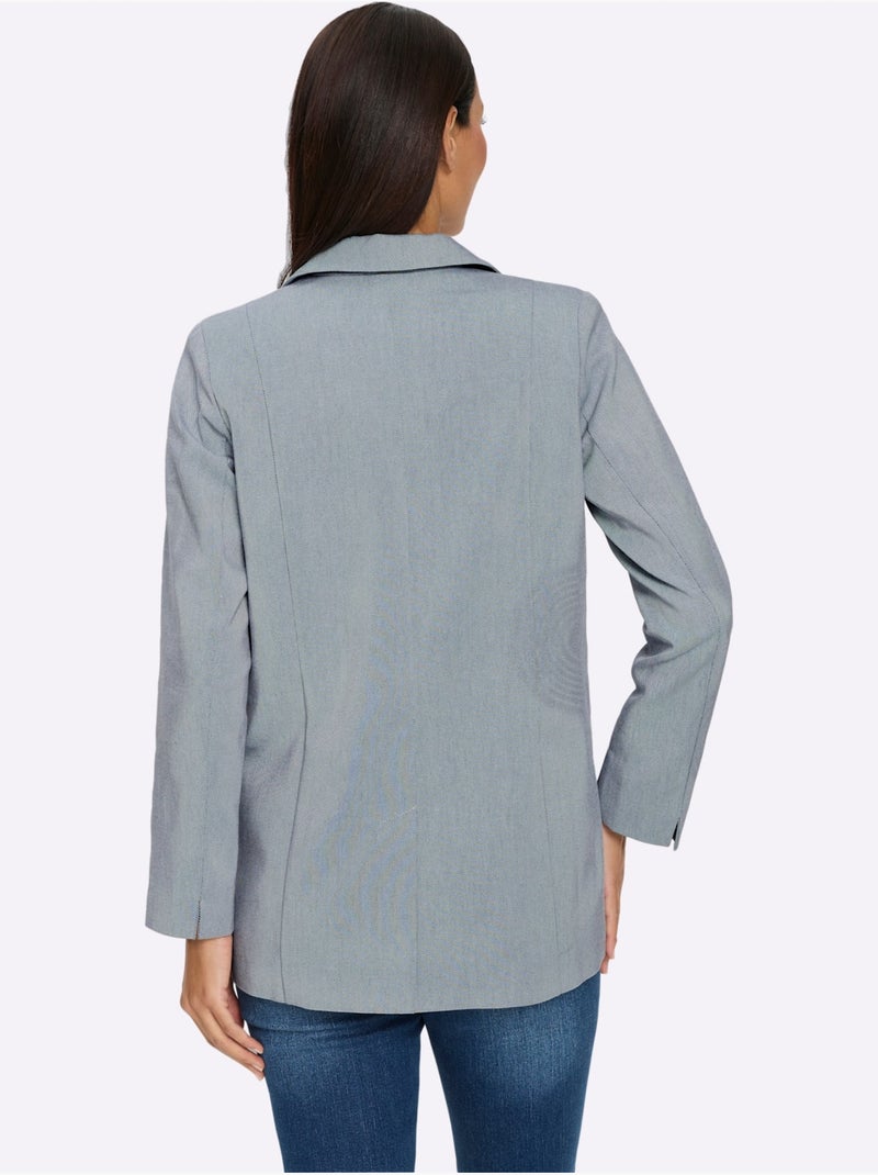 Blazer Motif Structuré Tendance - Taille Standard - Helline Bleu gris - Kiabi