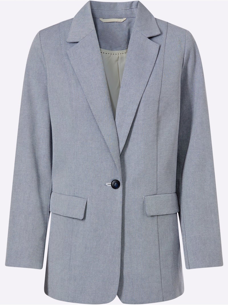 Blazer Motif Structuré Tendance - Taille Standard - Helline Bleu gris - Kiabi