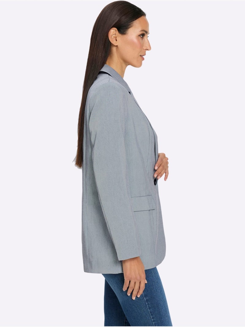 Blazer Motif Structuré Tendance - Taille Standard - Helline Bleu gris - Kiabi