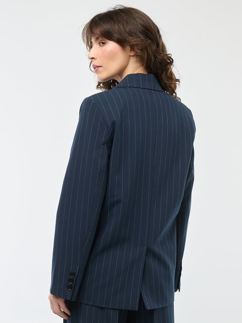 Blazer oversize rayé à ouverture boutonnée Bleu - Kiabi