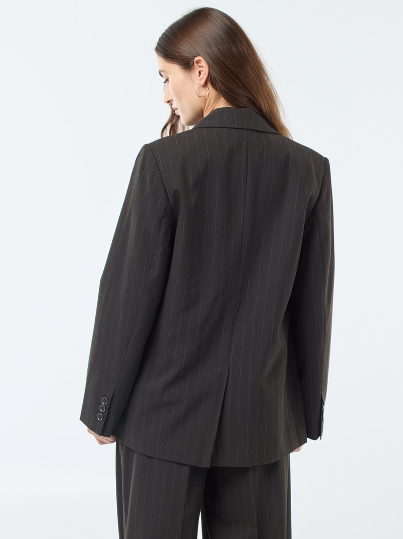 Blazer oversize rayé à ouverture boutonnée Marron - Kiabi