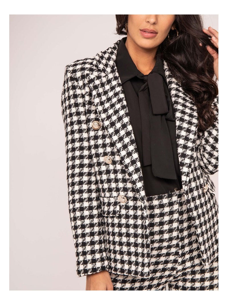 Blazer pied de poule URIELLE Noir - Kiabi