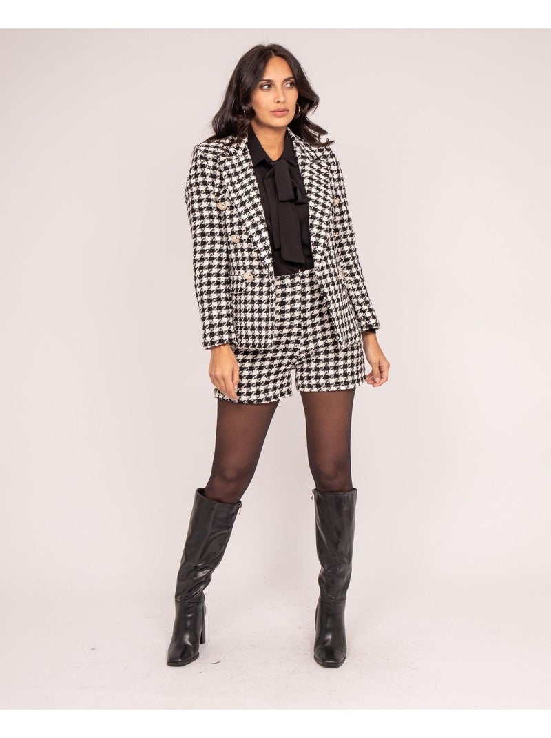 Blazer pied de poule URIELLE Noir - Kiabi