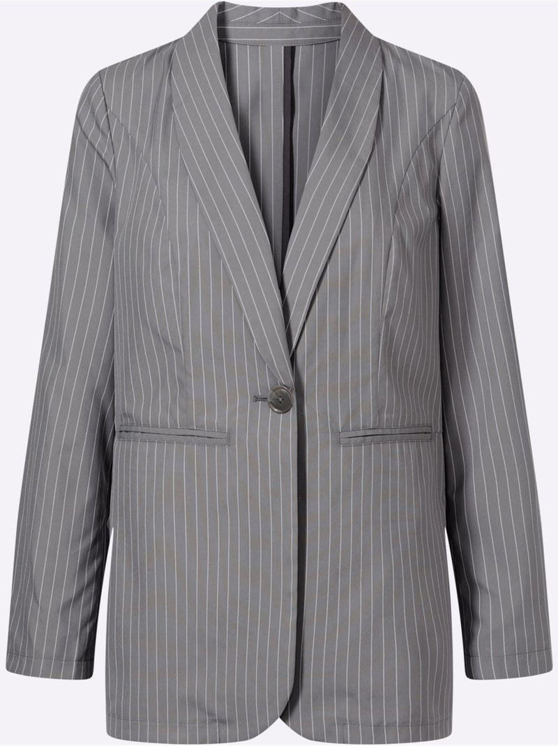 Blazer Qualité Tissée - Taille Standard - Moda Vilona Gris Ecru - Kiabi