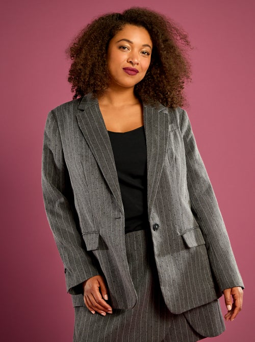 Blazer rayé avec strass intégrés - Kiabi