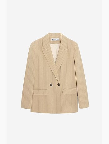 Blazer rayé en crêpe à col châle dilvin