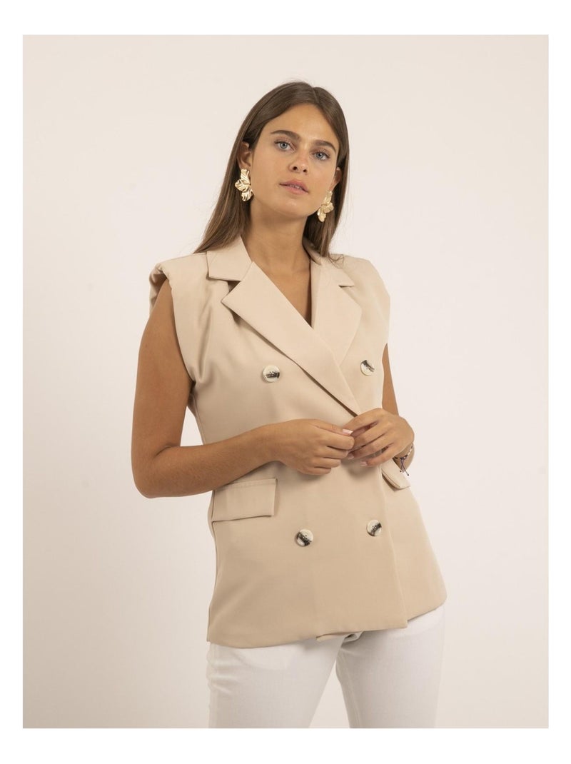 Blazer sans manches UVIDA Beige - Kiabi