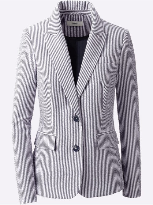 Blazer seersucker à repassage superflu - taille standard - helline - Kiabi Blazer seersucker à repassage superflu - taille standard - helline - Kiabi