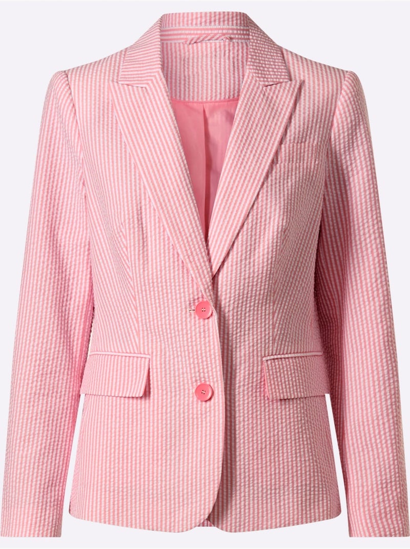 Blazer seersucker à repassage superflu - taille standard - helline Rose - Kiabi