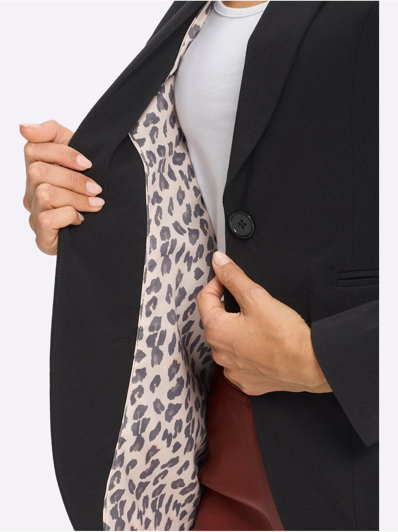 Blazer Superbe Doublure Au Motif Léopard - Taille Standard - Helline Noir - Kiabi