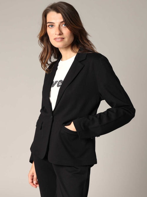 Blazer tailleur droit avec col à revers et poches passepoilées 'Deeluxe' - Kiabi