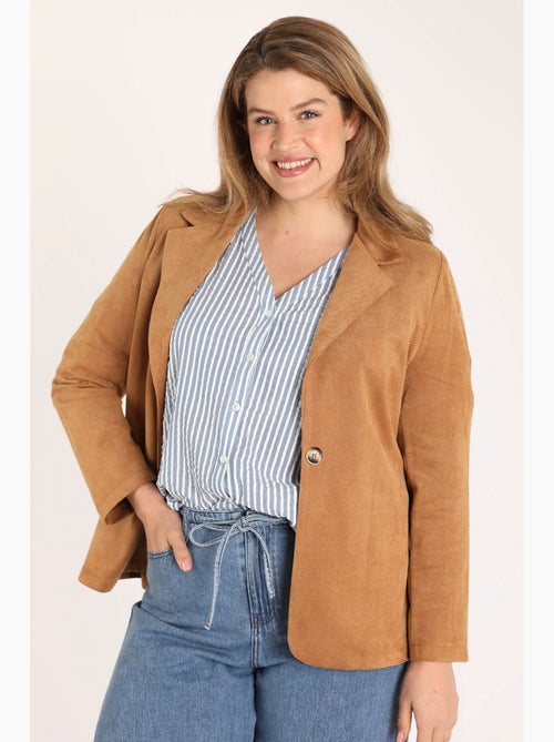 Blazer uni effet suédine PAPRIKA - Kiabi
