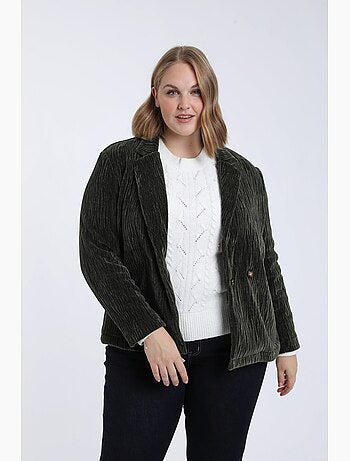 Blazer uni en velours plissé