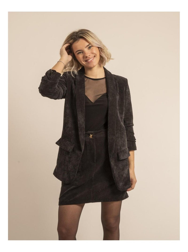 Blazer velours manches froncées UDEXIE Noir - Kiabi