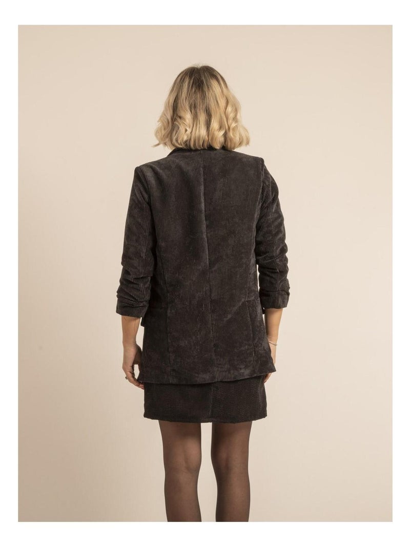 Blazer velours manches froncées UDEXIE Noir - Kiabi