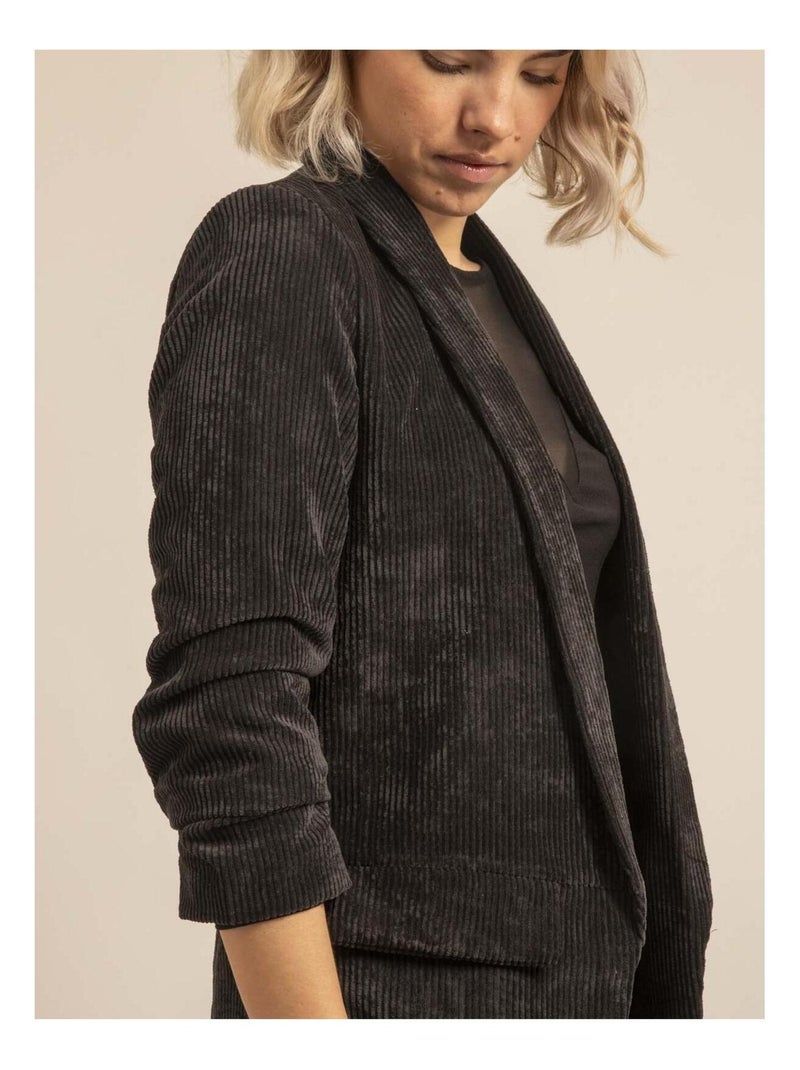 Blazer velours manches froncées UDEXIE Noir - Kiabi
