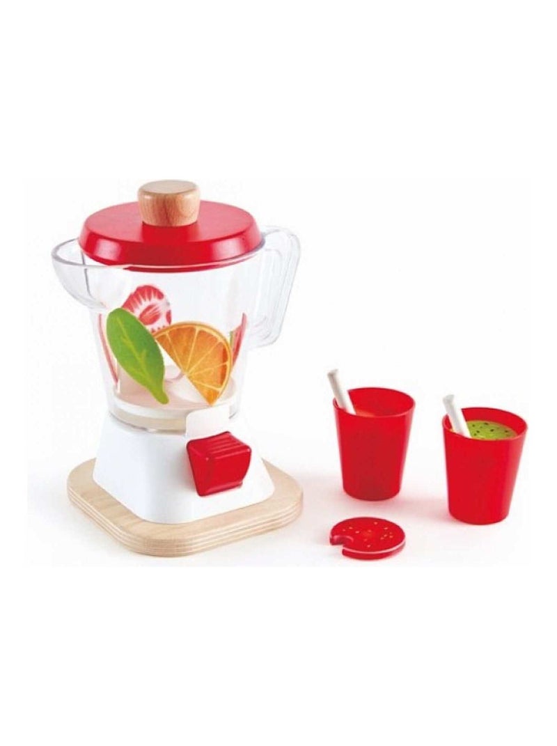 Blender pour smoothie avec fruits en bois et feutrine et deux verres N/A - Kiabi