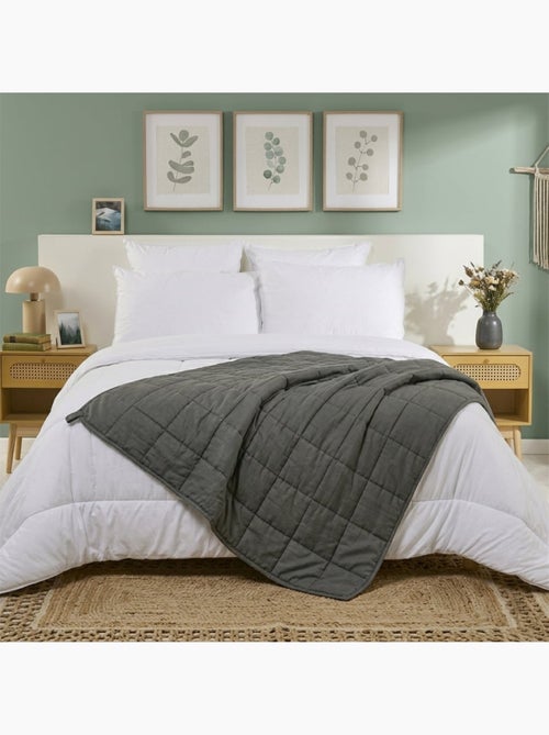 Bleu Câlin - Couette chaude lestée anti-stress couverture relaxante microfibre douce - Kiabi