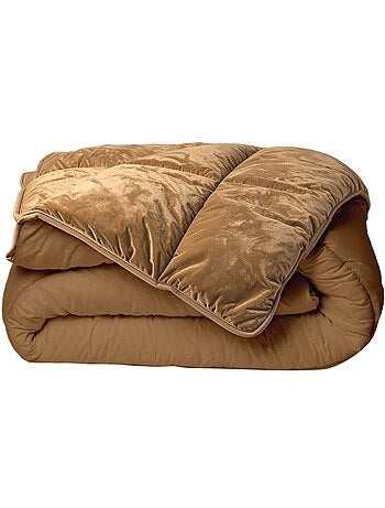Bleu Câlin - Couette chaude réversible velours uni Moka