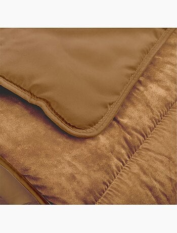 Bleu Câlin - Couette chaude réversible velours uni Moka