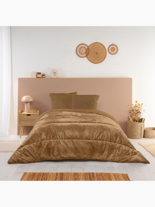 Bleu Câlin - Couette chaude réversible velours uni Moka - Kiabi