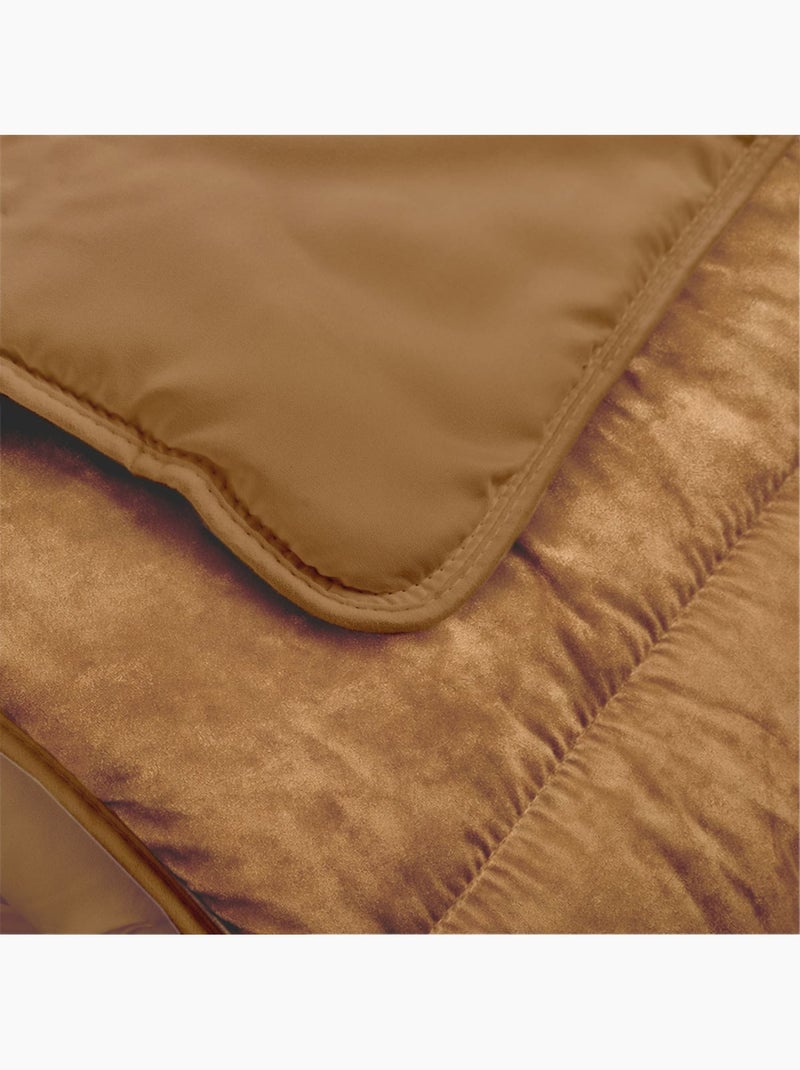 Bleu Câlin - Couette chaude réversible velours uni Moka Moka - Kiabi