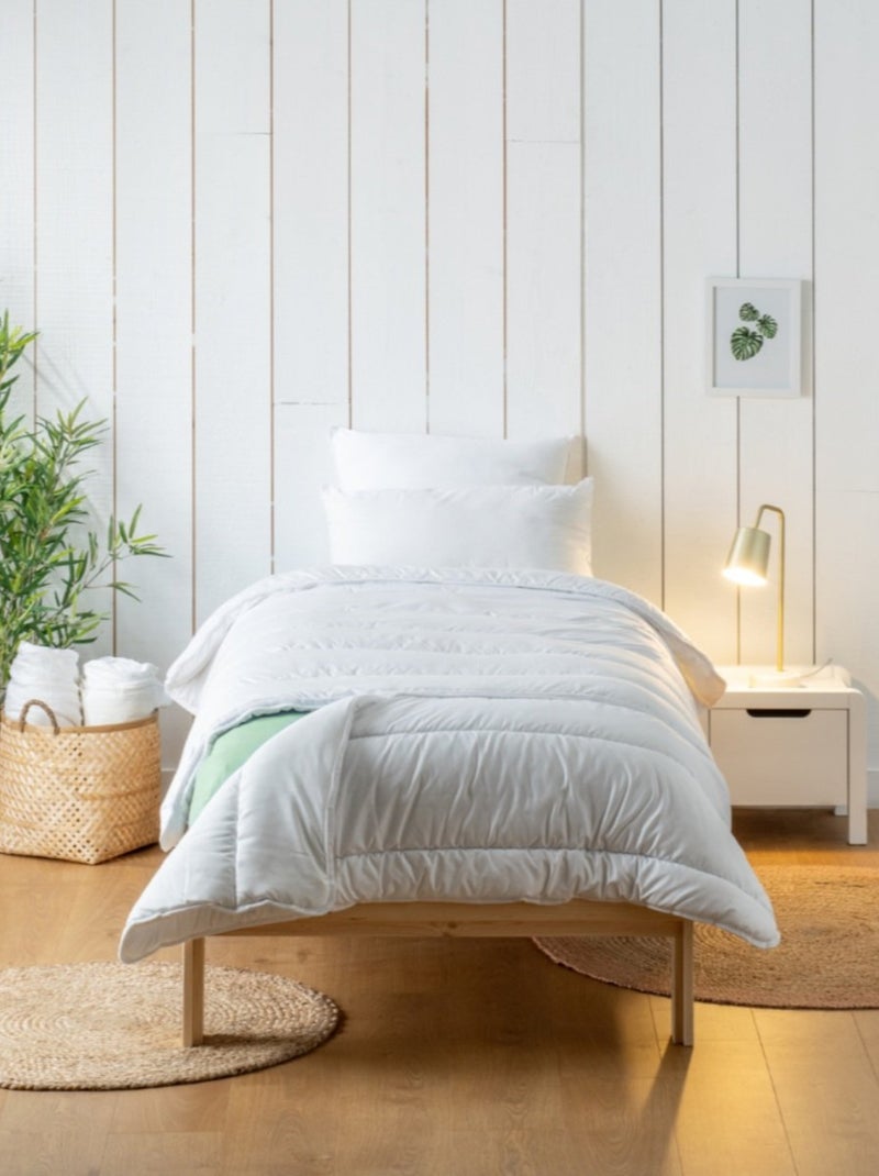 Bleu Câlin - Couette Enfant Evoutive 140x(150+50)cm coton bio Blanc - Kiabi