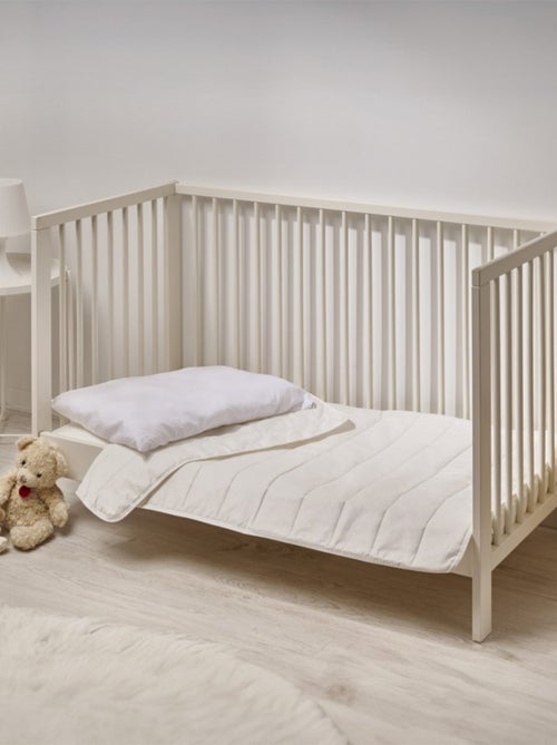 Bleu Câlin - Couette et oreiller bébé enveloppe coton bio - Kiabi