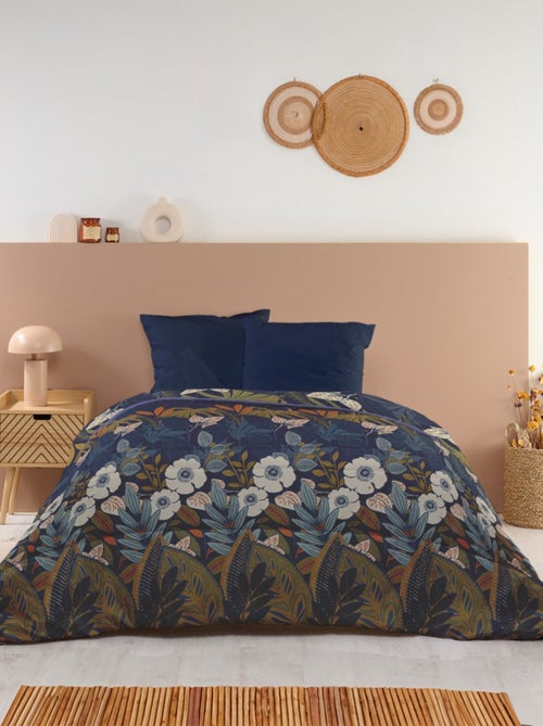 Bleu Câlin - Couette imprimée chaude la florale - Kiabi