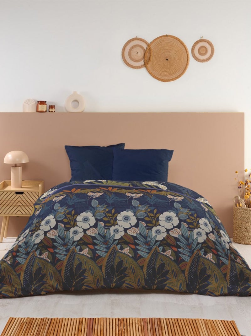 Bleu Câlin - Couette imprimée chaude la florale Bleu - Kiabi
