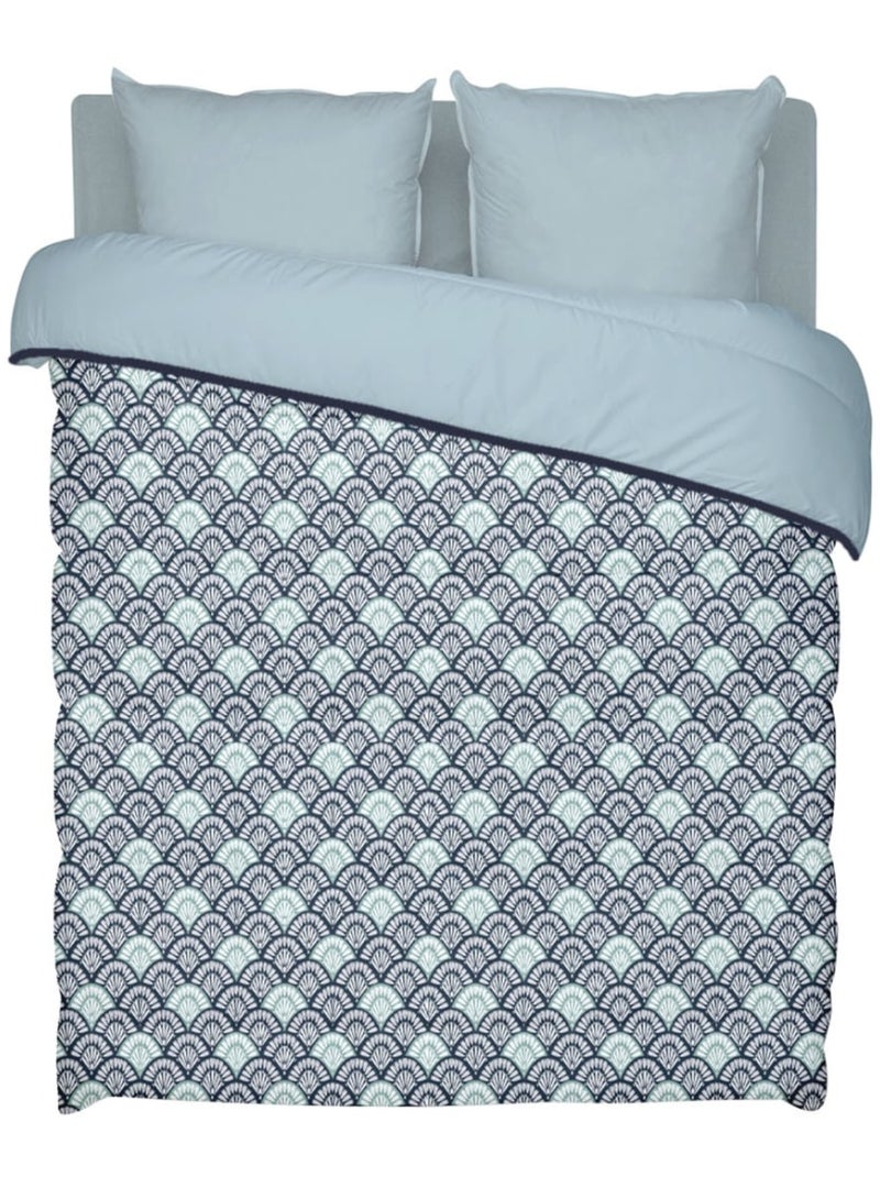 Bleu Câlin - Couette imprimée chaude Melinda Bleu Vert Blanc - Kiabi