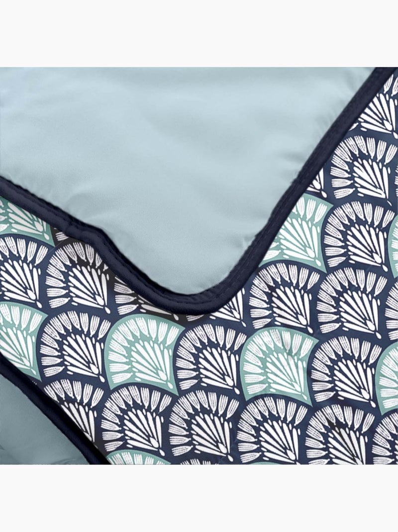 Bleu Câlin - Couette imprimée chaude Melinda Bleu Vert Blanc - Kiabi