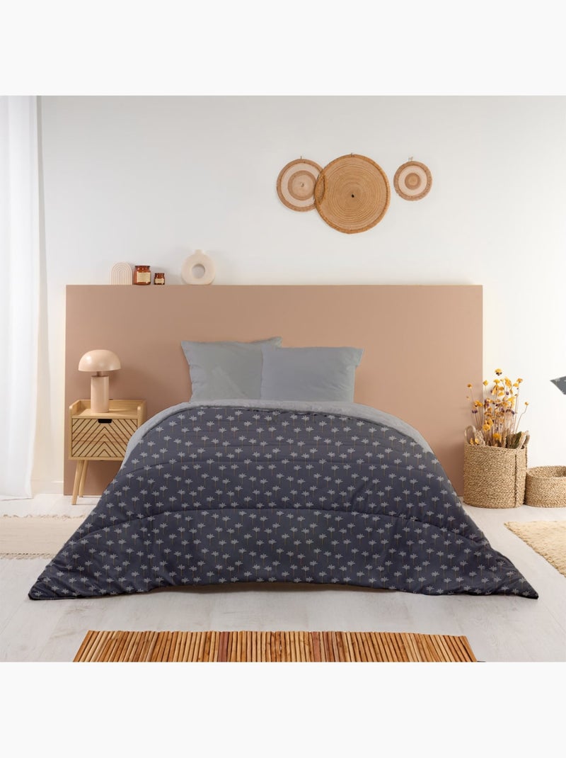 Bleu Câlin - Couette imprimée chaude Oasis Gris orage - Kiabi