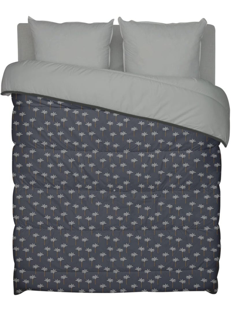 Bleu Câlin - Couette imprimée chaude Oasis Gris orage - Kiabi