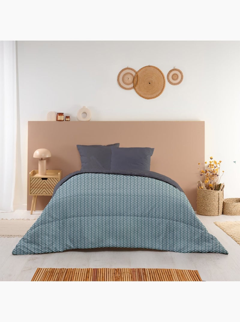 Bleu Câlin - Couette imprimée chaude Soumaya Bleu paon - Kiabi