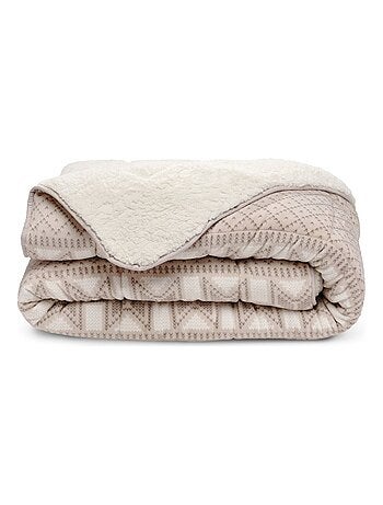 Bleu Câlin - Couette imprimée sherpa polaire chaude Chalet