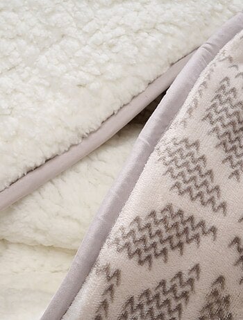 Bleu Câlin - Couette imprimée sherpa polaire chaude Chalet