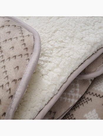 Bleu Câlin - Couette imprimée sherpa polaire chaude Chalet