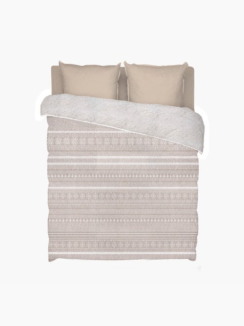 Bleu Câlin - Couette imprimée sherpa polaire chaude Chalet - Kiabi