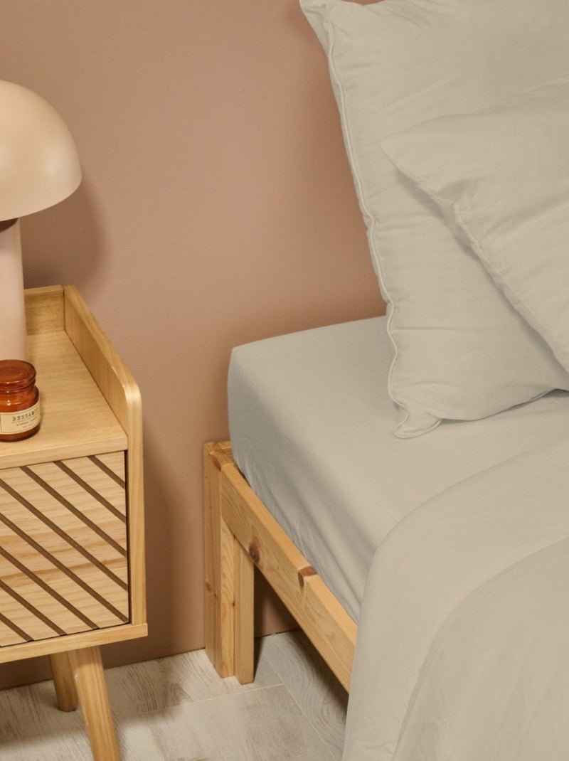 Bleu Câlin - Drap housse uni Percale de coton 80 fils/cm² Beige clair - Kiabi