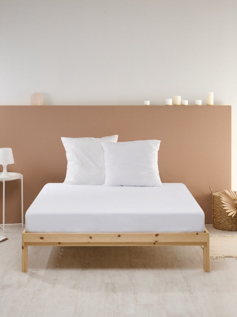 Bleu Câlin - Drap housse uni Percale de coton 80 fils/cm² Blanc - Kiabi