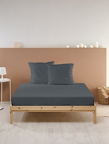 Bleu Câlin - Drap housse uni Percale de coton 80 fils/cm²