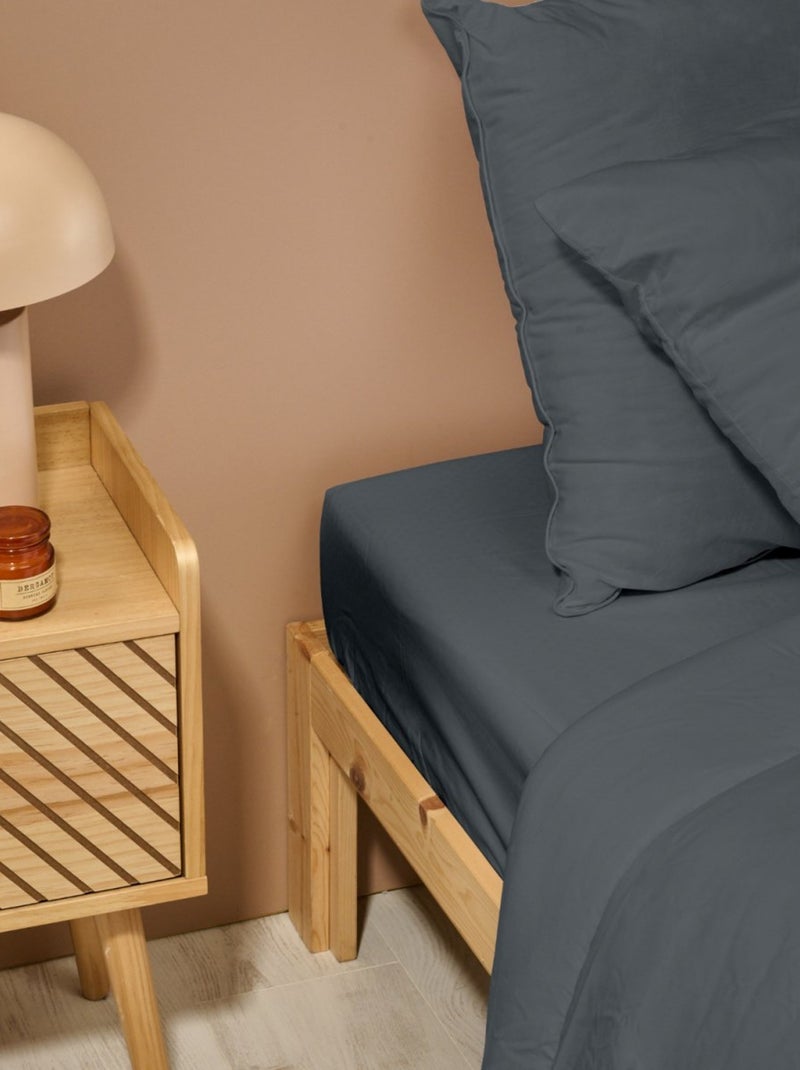 Bleu Câlin - Drap housse uni Percale de coton 80 fils/cm² gris anthracite - Kiabi