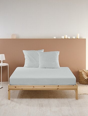 Bleu Câlin - Drap housse uni Percale de coton 80 fils/cm²