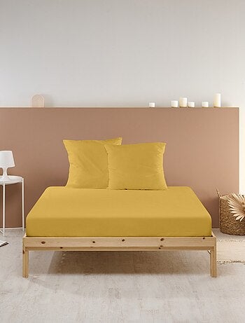 Bleu Câlin - Drap housse uni Percale de coton 80 fils/cm²