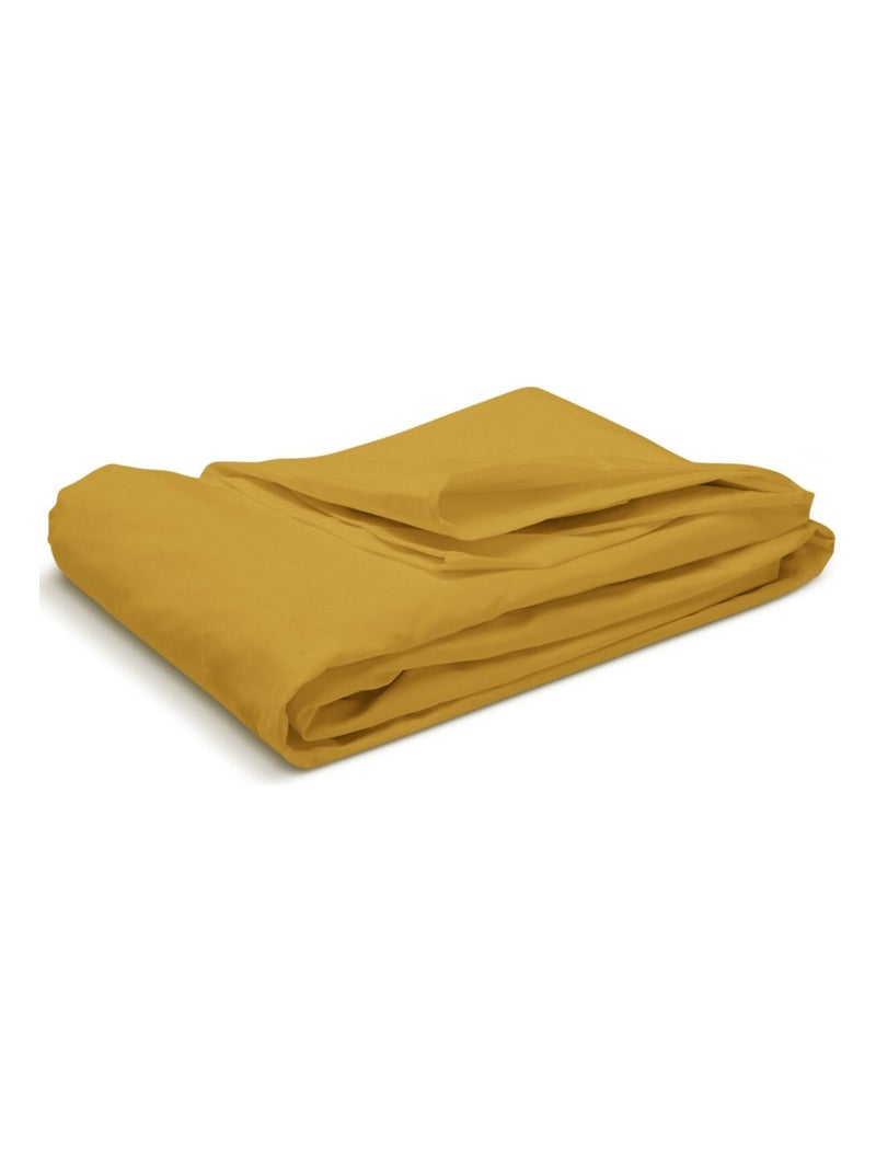 Bleu Câlin - Drap housse uni Percale de coton 80 fils/cm² Moutarde - Kiabi