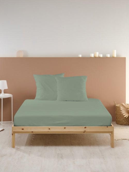 Bleu Câlin - Drap housse uni Percale de coton 80 fils/cm² - Kiabi