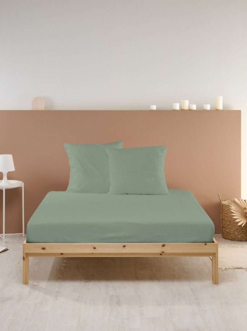 Bleu Câlin - Drap housse uni Percale de coton 80 fils/cm² Vert clair - Kiabi