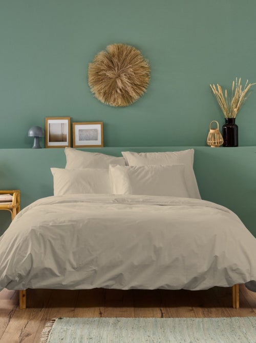 Bleu Câlin - Housse de couette unie Percale de coton 80 fils/cm² - Kiabi