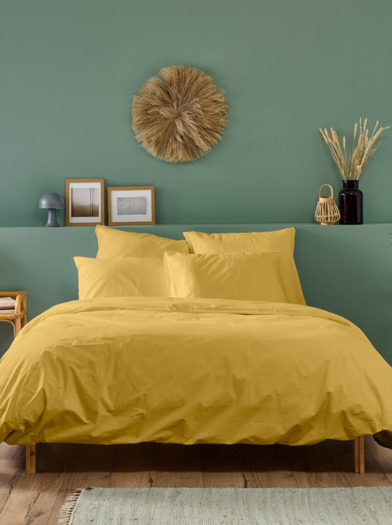 Bleu Câlin - Housse de couette unie Percale de coton 80 fils/cm² Moutarde - Kiabi